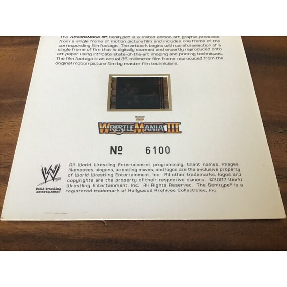 WWF / WWE WrestleMania III / 3 Senitype Film Cell with Rowdy Roddy Piper (2007) - Picture 8 of 8